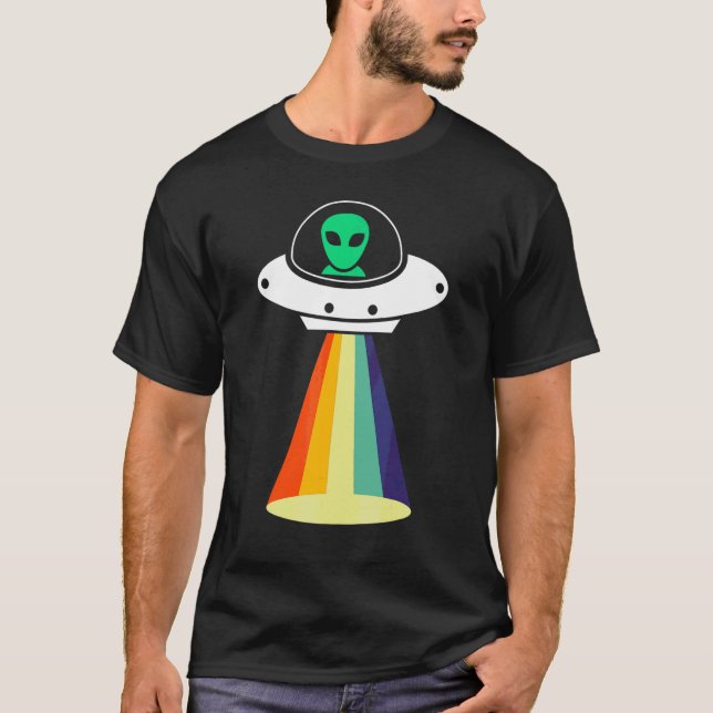 Camiseta Alienígena Acordada Zona 51 do Arco Arco-Íris (Frente)