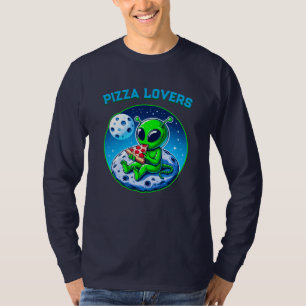Camiseta Alienígena Adoradora de Pizza na Lua Cósmico div