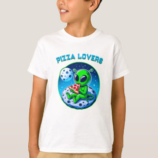 Camiseta Alienígena Adoradora de Pizza na Lua | Cósmico div