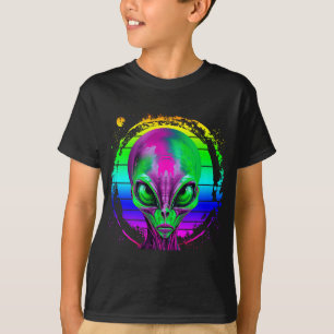 Camiseta Alienígena Arco-Íris Colorida Moderna de Tendência