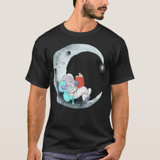 Camiseta Alienígena Astronauta Lendo Livros No Espaço