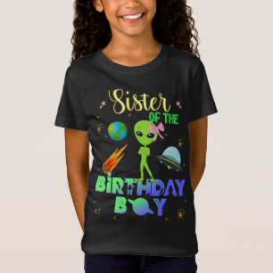 Camiseta Alienígena Birthday Boy Party Theme Spaceship Sist