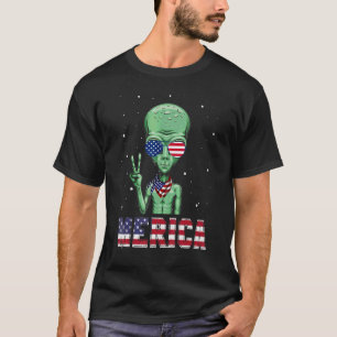 Camiseta Alienígena Bonita 4 De Julho Merica U F O Men Wome