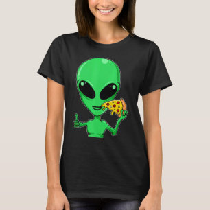 Camiseta Alienígena Cabeça Comendo Pizza Ufo Extraterrestre