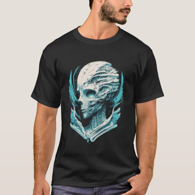 Camiseta Alienígena Cabeça Extraterrestre OVNI com Dificuld (Frente)
