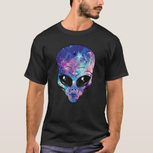 Camiseta Alienígena Cabeça Face Starry Night Sky OVNI Espaç