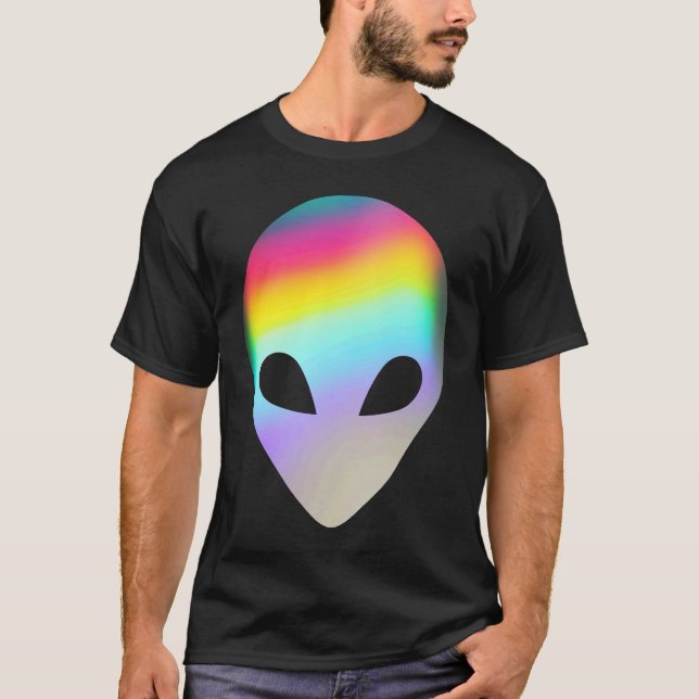 Camiseta Alienígena Cabeça Rave Face Colorida Acredite Figu (Frente)