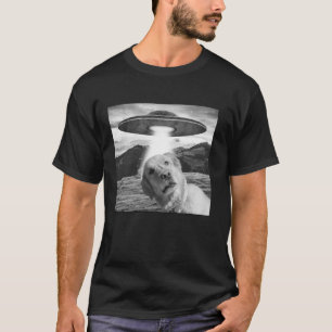 Camiseta Alienígena Cão OVNI Cachorro Selfie Com OVNI Labra