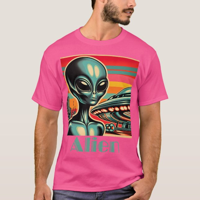 Camiseta Alienígena Com Estilo Retroativo Ufo (Frente)
