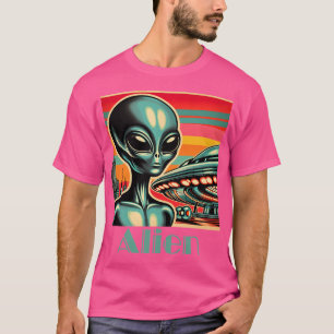 Camiseta Alienígena Com Estilo Retroativo Ufo