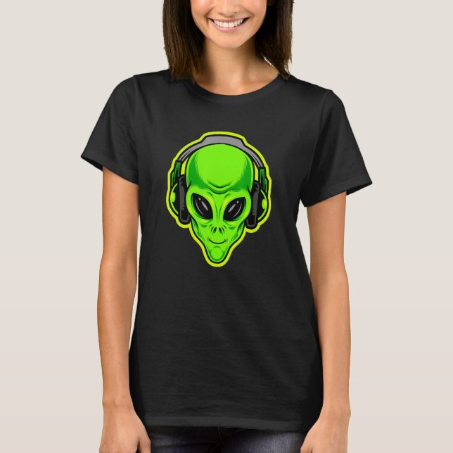 Camiseta Alienígena Com Fones de ouvido Você Está Pronto (Frente)