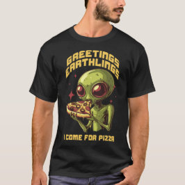Camiseta Alienígena comendo pizza