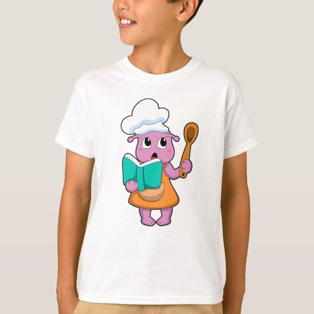 Camiseta Alienígena como cozinhar com o livro de livros (Frente)