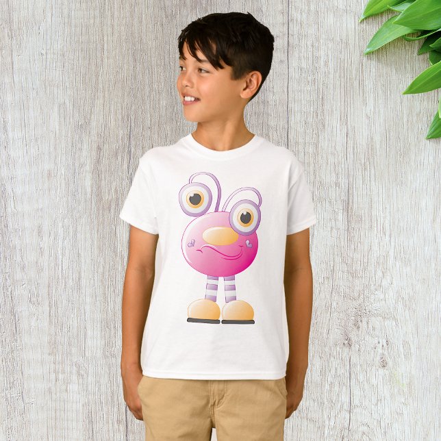 Camiseta Alienígena Cor-de-Rosa Bonita Com Olhos Grandes (Criador carregado)