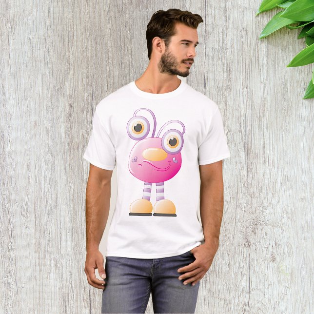Camiseta Alienígena Cor-de-Rosa Bonita Com Olhos Grandes (Criador carregado)