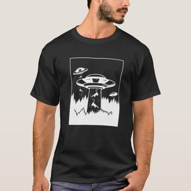 Camiseta Alienígena De Abdução De Dinossauros Sci Fi Ufo Ex (Frente)