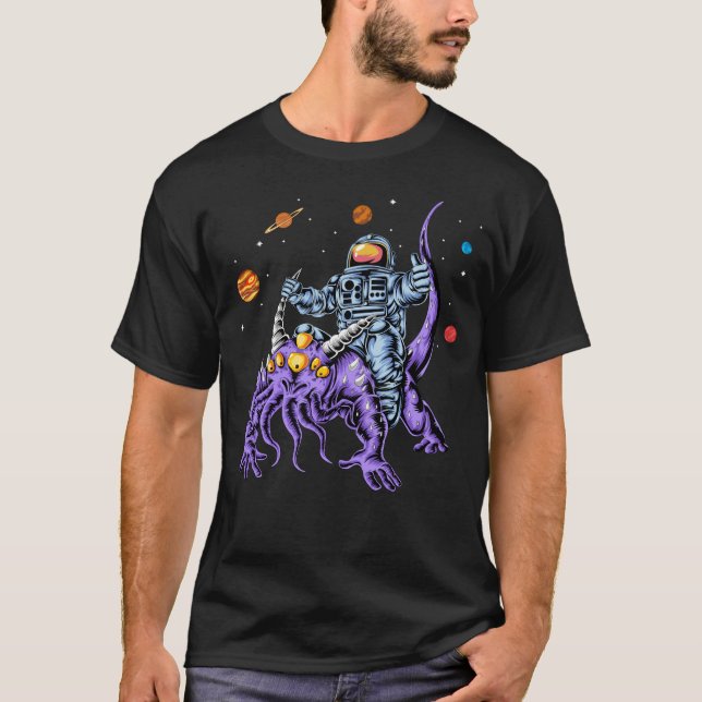 Camiseta Alienígena de equitação astronauta (Frente)