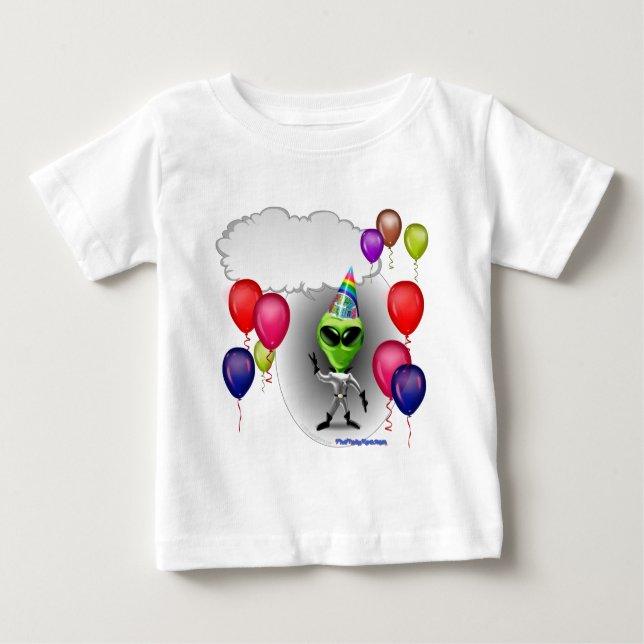 Camiseta Alienígena de fala da festa de aniversário (Frente)