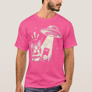 Camiseta Alienígena De Gato Engraçada Pela Mens Encontre Sc