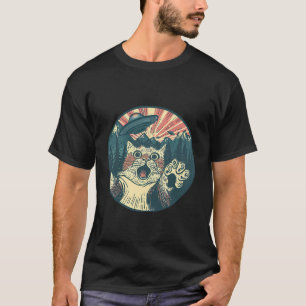 Camiseta Alienígena De Gato Retroativo E Ufo