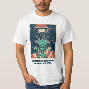 Camiseta Alienígena de OVNI de Texto Personalizado