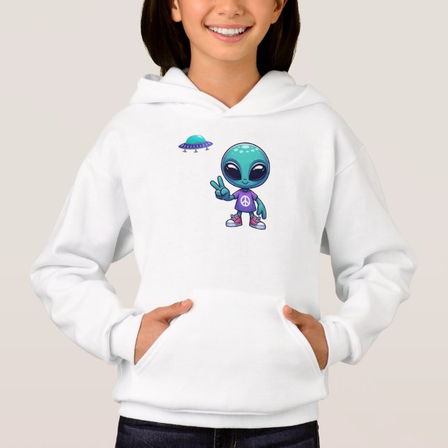 Camiseta Alienígena de paz e nave espacial (Frente)