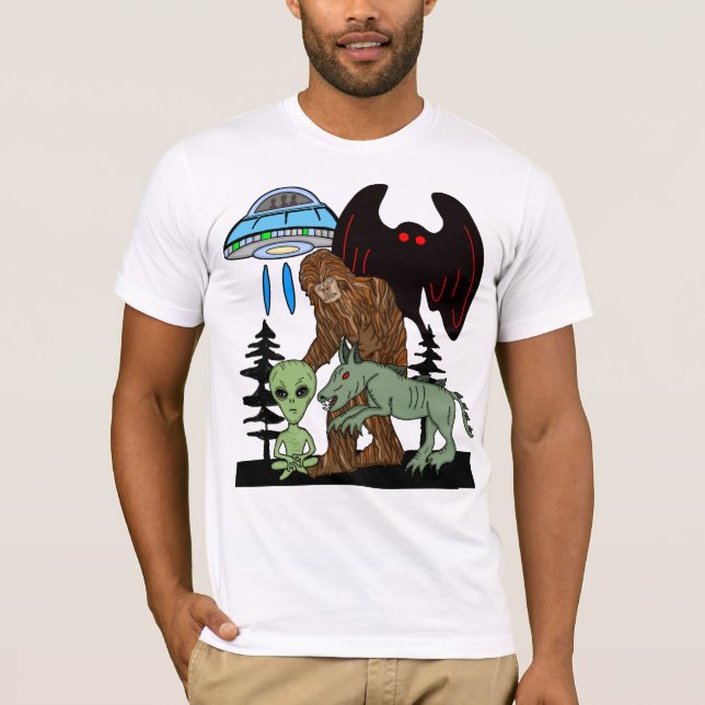 Camiseta Alienígena de Pé Grande Criptid Mothman UFO Chupac (Frente)