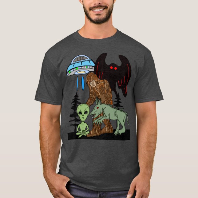 Camiseta Alienígena de Pé Grande Criptid Mothman UFO Chupac (Frente)