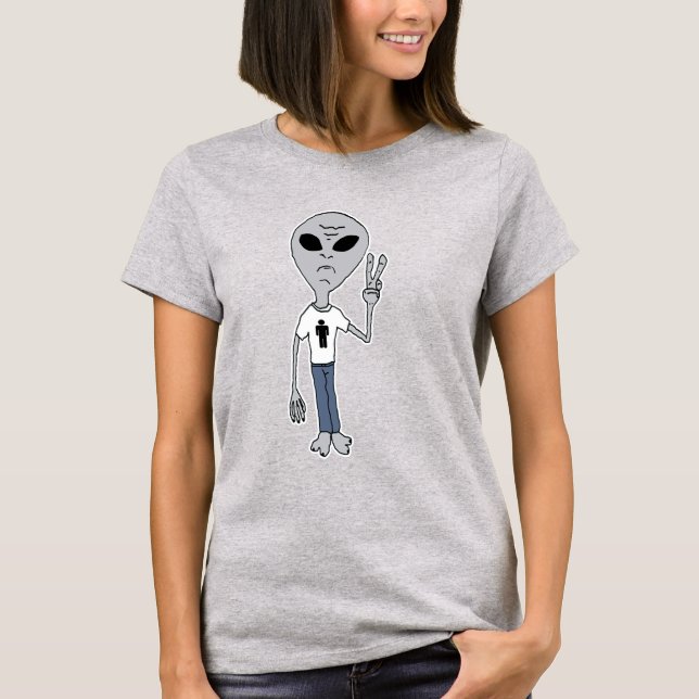 Camiseta Alienígena de Sinal de Paz (Frente)