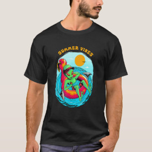 Camiseta Alienígena de Summer Vibes Descansada nas Férias d