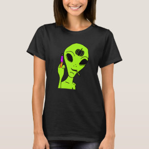 Camiseta Alienígena do Dedo Médio Preguiçoso Figurino de Ha
