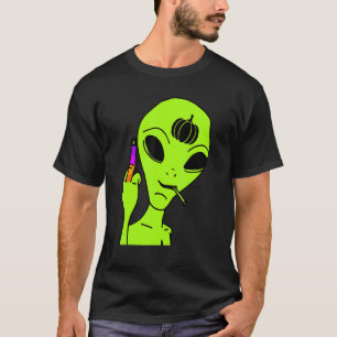 Camiseta Alienígena do Dedo Médio Preguiçoso Figurino de Ha