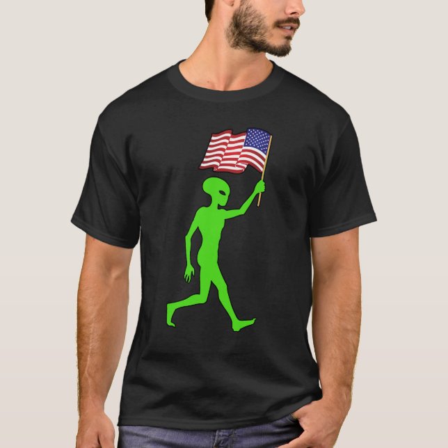 Camiseta ALIENÍGENA do Dia da Independência FUNNY 4 de julh (Frente)