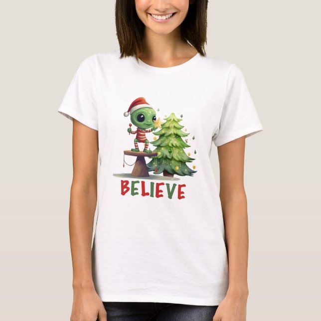 Camiseta Alienígena e árvore de Natal (Frente)