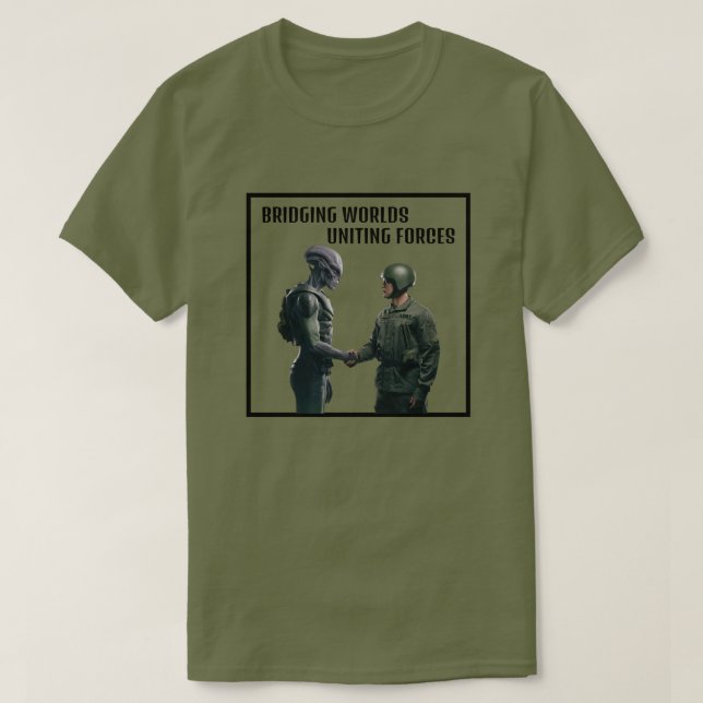 Camiseta Alienígena e soldado (Frente do Design)