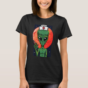 Camiseta Alienígena Enfermeiro Segurando Seringa Agulha