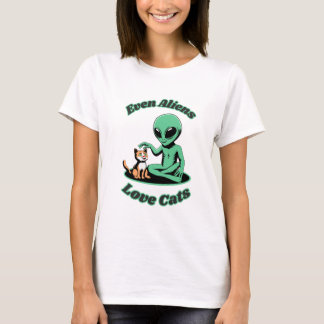 Camiseta Alienígena engraçada e Gato Engraçado. Animal engr