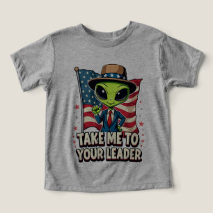 Camiseta Alienígena Engraçada Leva-me ao seu líder Patrióti