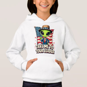 Camiseta Alienígena Engraçada Leva-me ao seu líder Patrióti