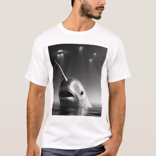 Camiseta Alienígena Engraçada Narwhal OFO Racoon Selfie com
