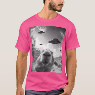 Camiseta Alienígena Engraçada Ufo Capybara Selfie Com Ufos