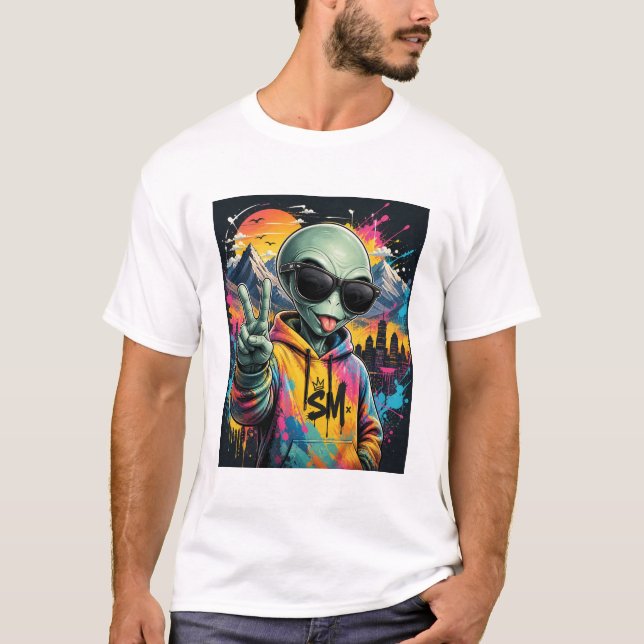 Camiseta Alienígena Engraçado (Frente)