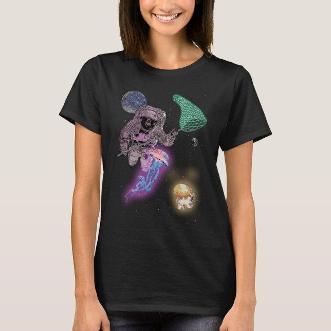 Camiseta Alienígena espacial astronauta Caça de águas-vivas (Frente)