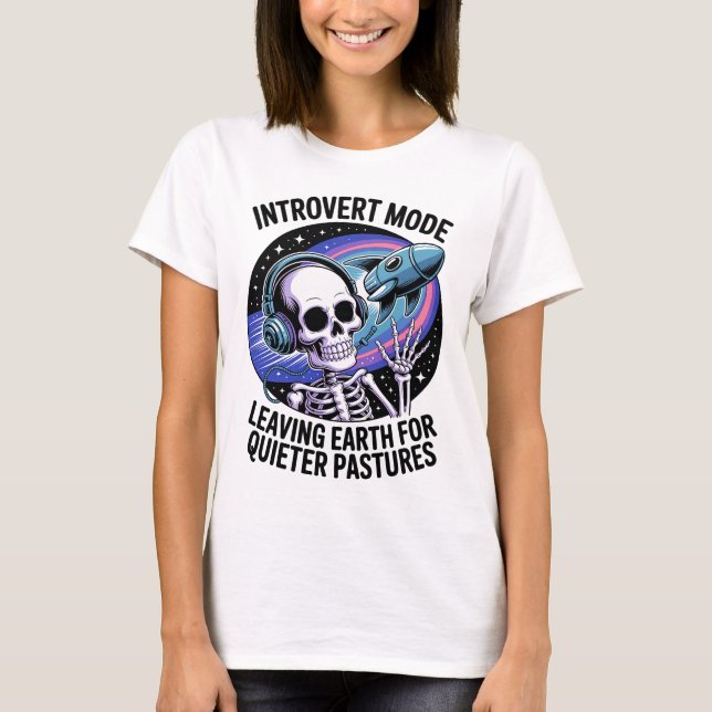 Camiseta Alienígena Espacial do Esqueleto Engraçado Antisso (Frente)