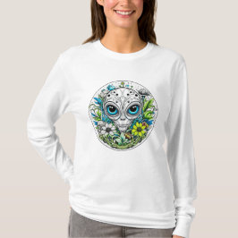 Camiseta Alienígena Extraterrestre em Flores Noite Estrelad