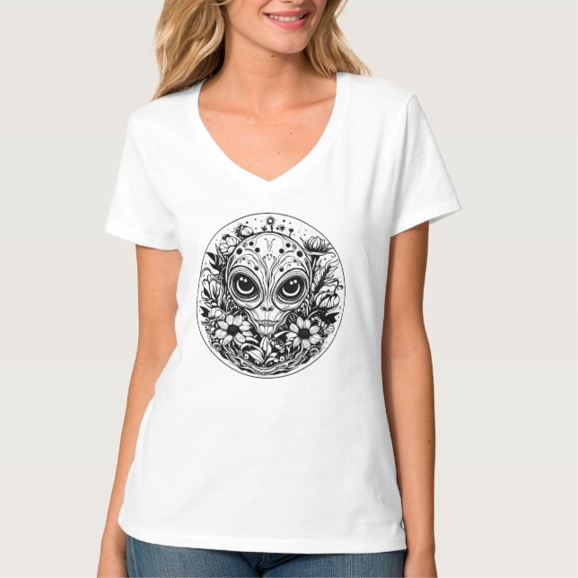 Camiseta Alienígena Extraterrestre em Noite Estrelada de Fl (Frente)
