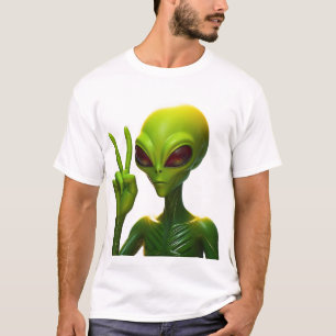 Camiseta Alienígena fazendo Sinal de Paz