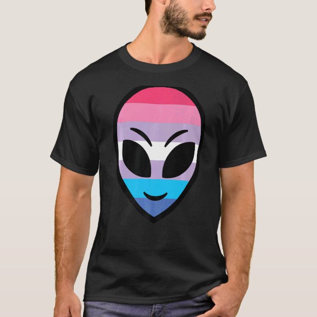 Camiseta Alienígena feliz Sinalizador Bigender (Frente)