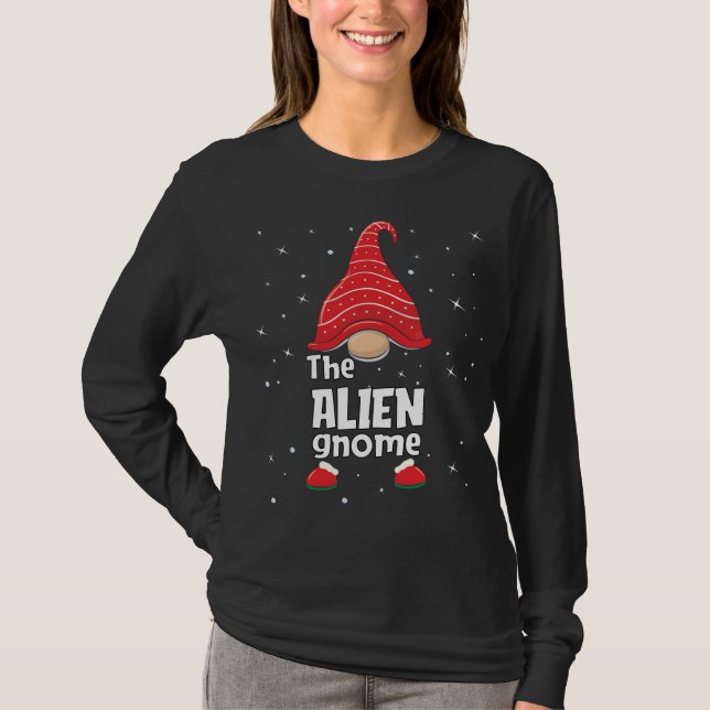 Camiseta Alienígena Gnomo Família Correspondendo Natal Engr (Frente)