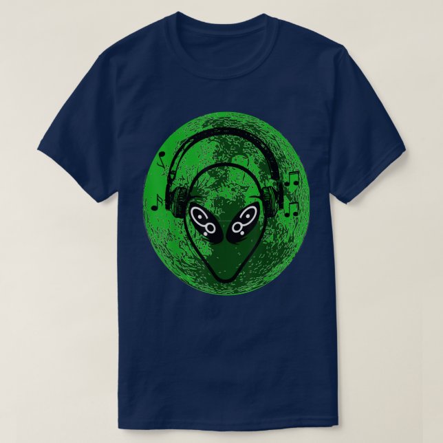 Camiseta Alienígena Green Moon Music (Frente do Design)